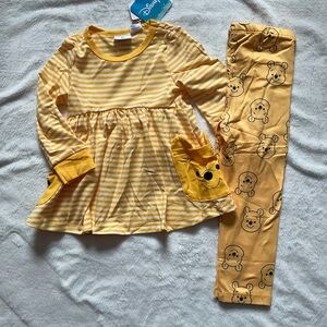 Little Toddler Girls Yellow DISNEY Pooh Dress & Pants Set NWT